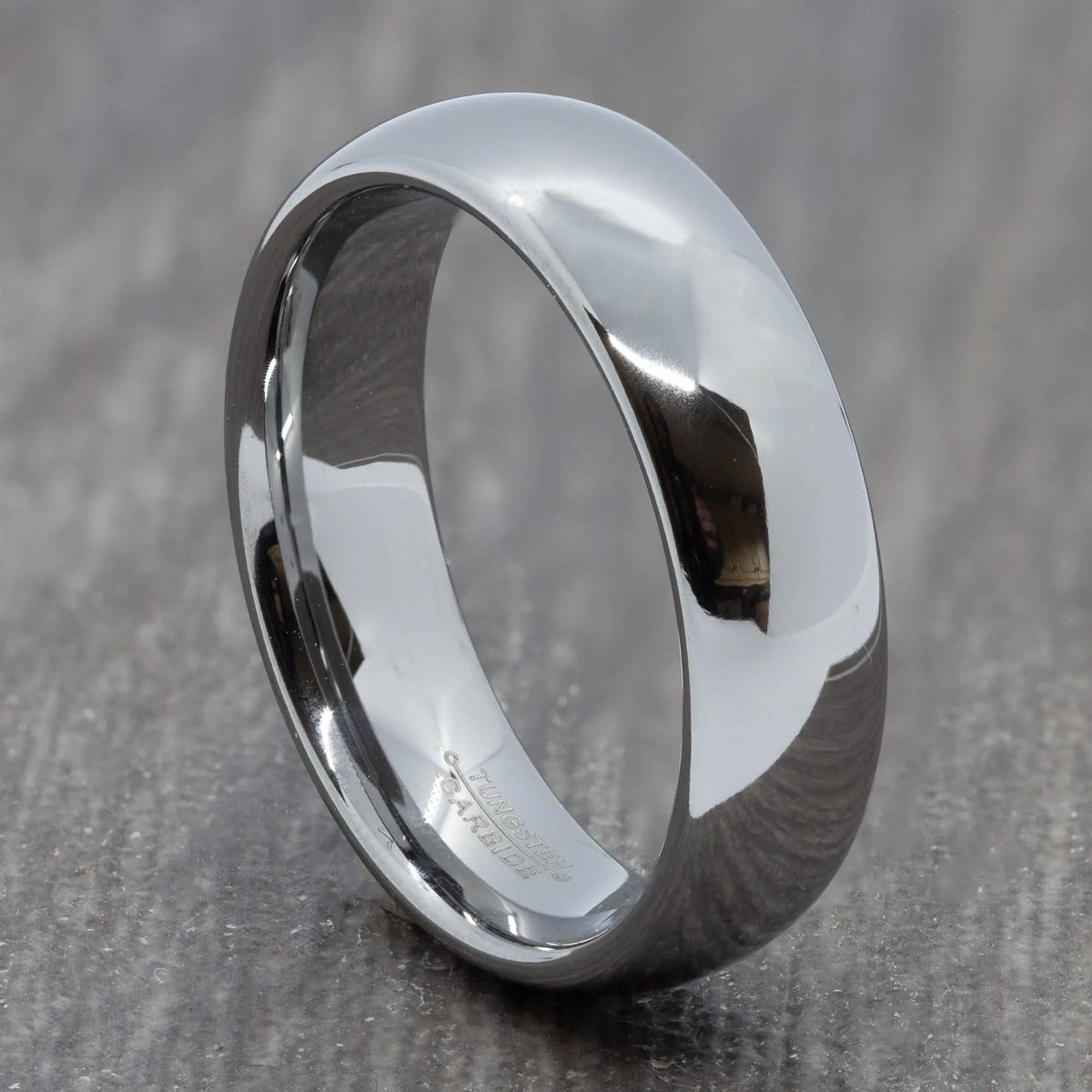 6mm Silver Wedding Ring Mens and Womens Polished Tungsten Band