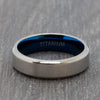 Silver & Blue 6mm Titanium Ring