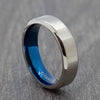 Silver & Blue 6mm Titanium Ring